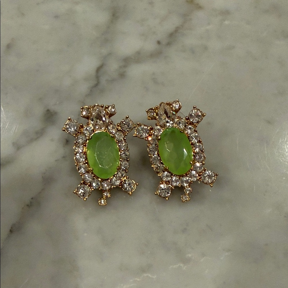 Kate Spade Green and Gold Turtle Earrings